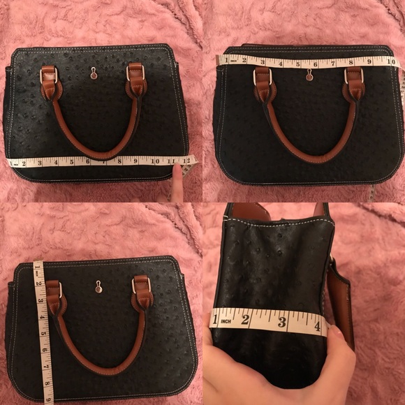 NEW London Fog Ostrich Print Satchel Purse Bag - Picture 6 of 6